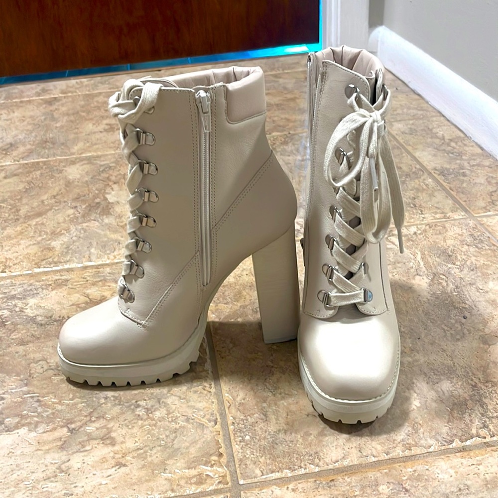 Cream heeled booties